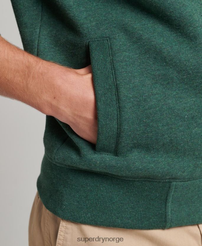 Superdry grønn klær 86P46D842 organisk bomull vintage logo glidelås spor topp menn