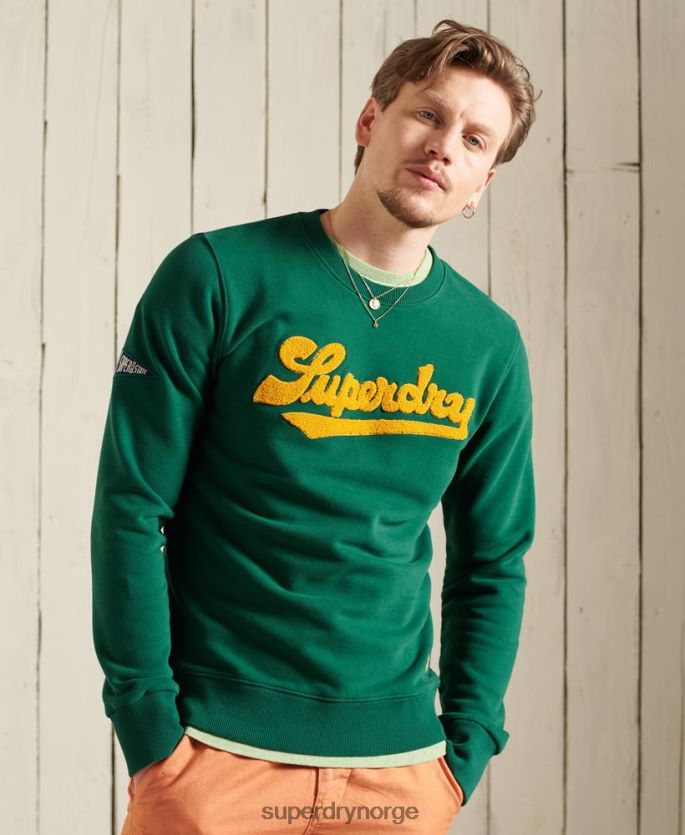 Superdry grønn klær 86P46D868 college chenille sweatshirt i begrenset opplag menn
