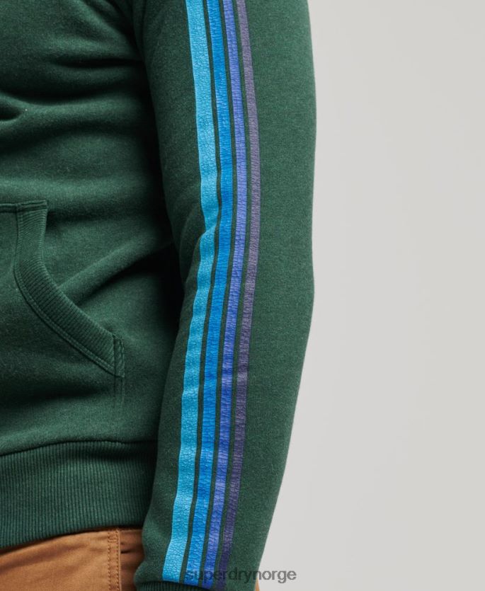 Superdry grønn klær 86P46D879 cali-ermet hettegenser med stripe kjernelogo menn