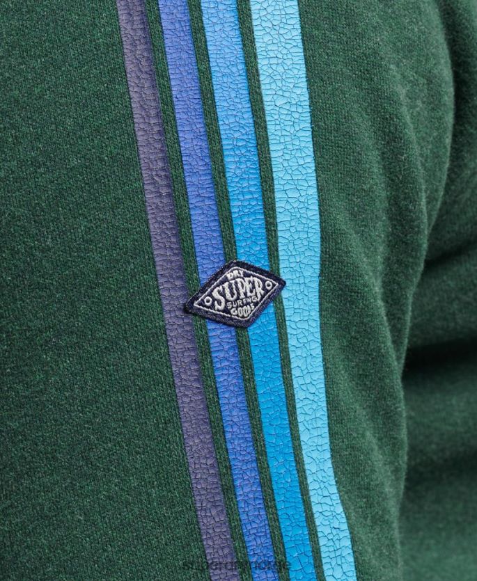 Superdry grønn klær 86P46D879 cali-ermet hettegenser med stripe kjernelogo menn
