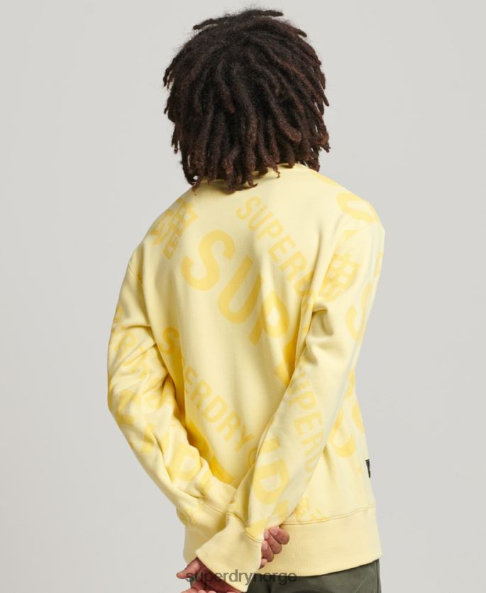 Superdry gul klær 86P46D3435 kjernelogo over hele lagets genser menn