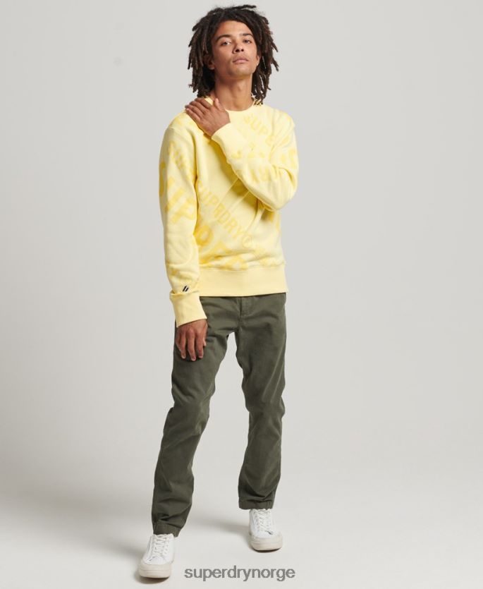 Superdry gul klær 86P46D3435 kjernelogo over hele lagets genser menn