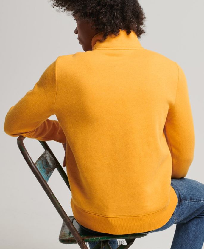 Superdry gul klær 86P46D5042 Henley sweatshirt med vintage logo i økologisk bomull menn