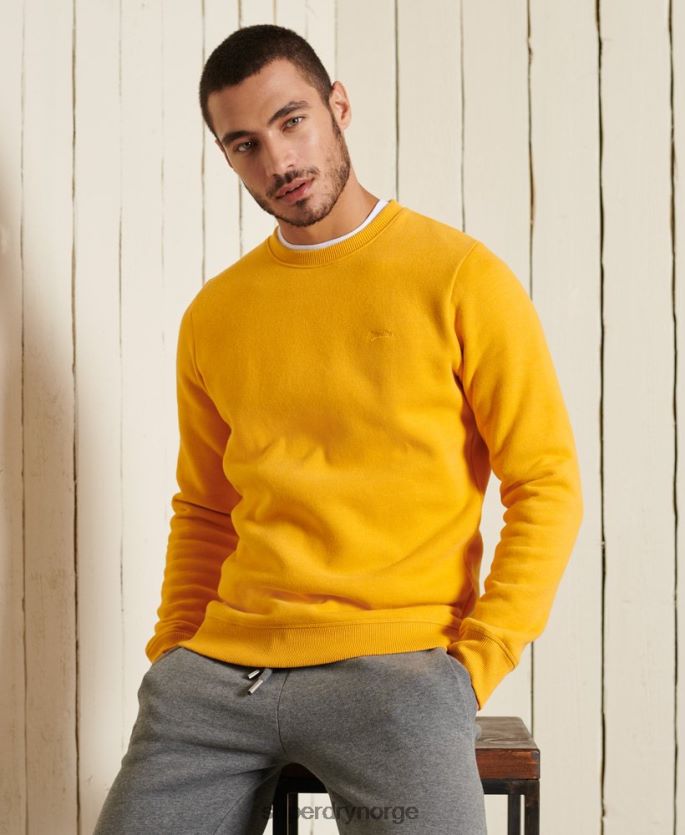 Superdry gul klær 86P46D5046 vintage sweatshirt med logobesetning i økologisk bomull menn