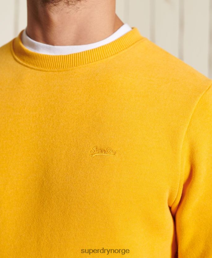 Superdry gul klær 86P46D5046 vintage sweatshirt med logobesetning i økologisk bomull menn