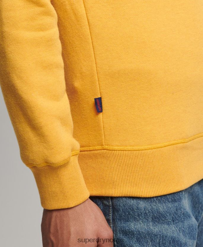 Superdry gul klær 86P46D5068 vintage sweatshirt med logobesetning i økologisk bomull menn