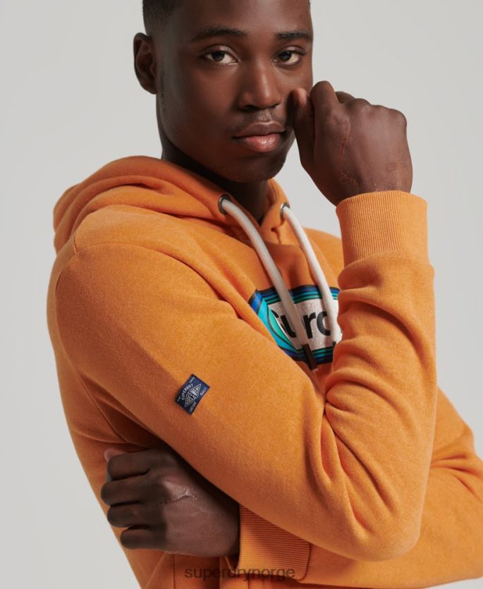 Superdry gul klær 86P46D5195 vintage kjernelogo sesong hettegenser menn