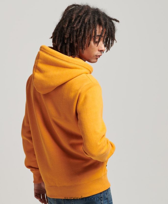 Superdry gul klær 86P46D580 vintage logobrodert hettegenser med glidelås i økologisk bomull menn