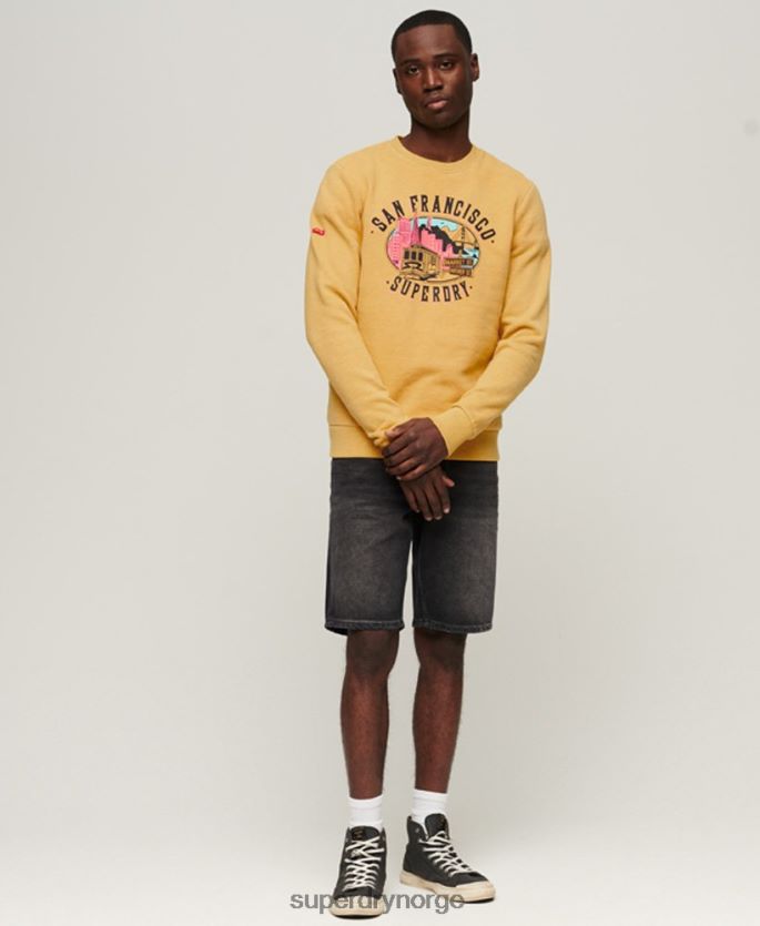 Superdry gul klær 86P46D606 vintage sweatshirt for souvenirer fra byen menn