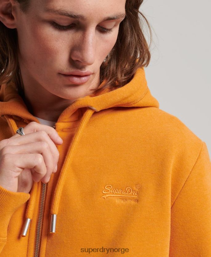 Superdry gul klær 86P46D617 vintage logo brodert hettegenser med glidelås menn
