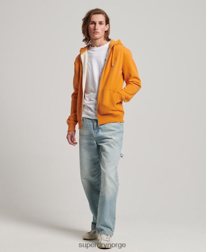 Superdry gul klær 86P46D617 vintage logo brodert hettegenser med glidelås menn