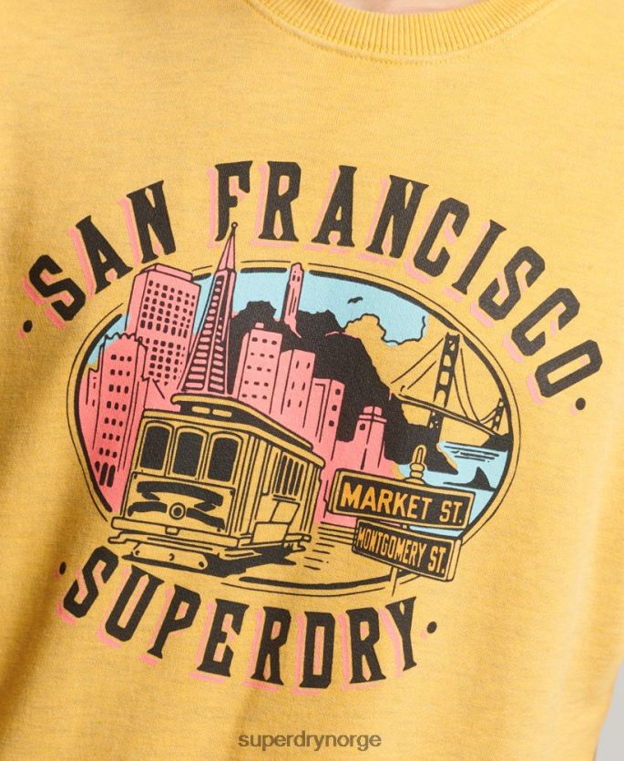 Superdry gul klær 86P46D622 sweatshirt fra byens suvenirmannskap menn