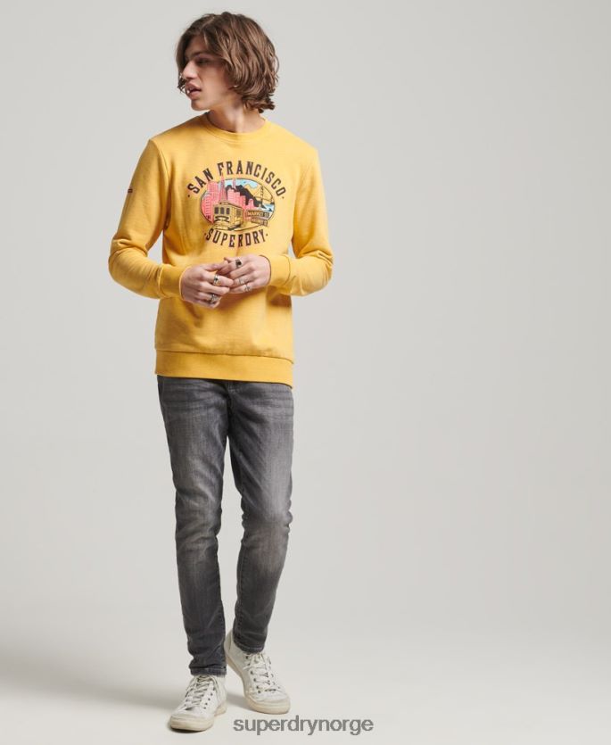 Superdry gul klær 86P46D622 sweatshirt fra byens suvenirmannskap menn