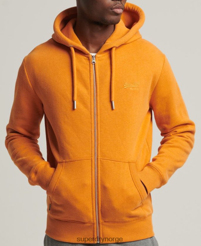 Superdry gul klær 86P46D624 vintage hettegenser med glidelås i økologisk bomull menn