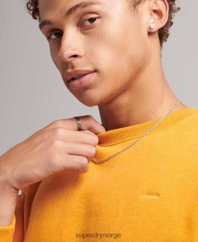 Superdry gul klær 86P46D705 genser med logobesetning i økologisk bomull menn