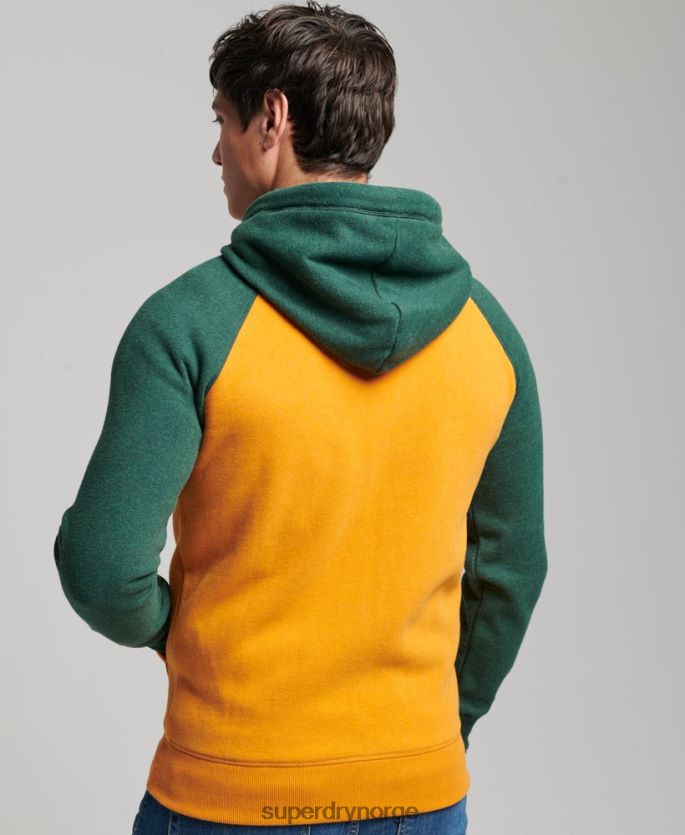 Superdry gull klær 86P46D490 vintage logo brodert baseball hettegenser med glidelås menn