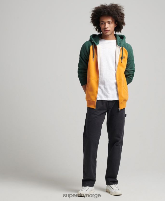 Superdry gull klær 86P46D803 hettegenser med baseball-glidelås i økologisk bomull menn