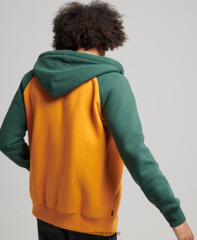 Superdry gull klær 86P46D803 hettegenser med baseball-glidelås i økologisk bomull menn