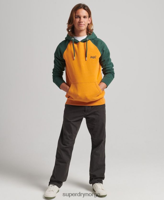 Superdry gull klær 86P46D820 vintage logo baseball hettegenser i økologisk bomull menn