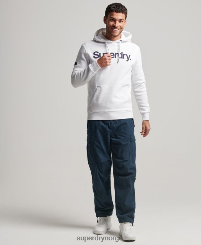Superdry hvit klær 86P46D5075 logografisk hettegenser i økologisk bomullskjerne menn