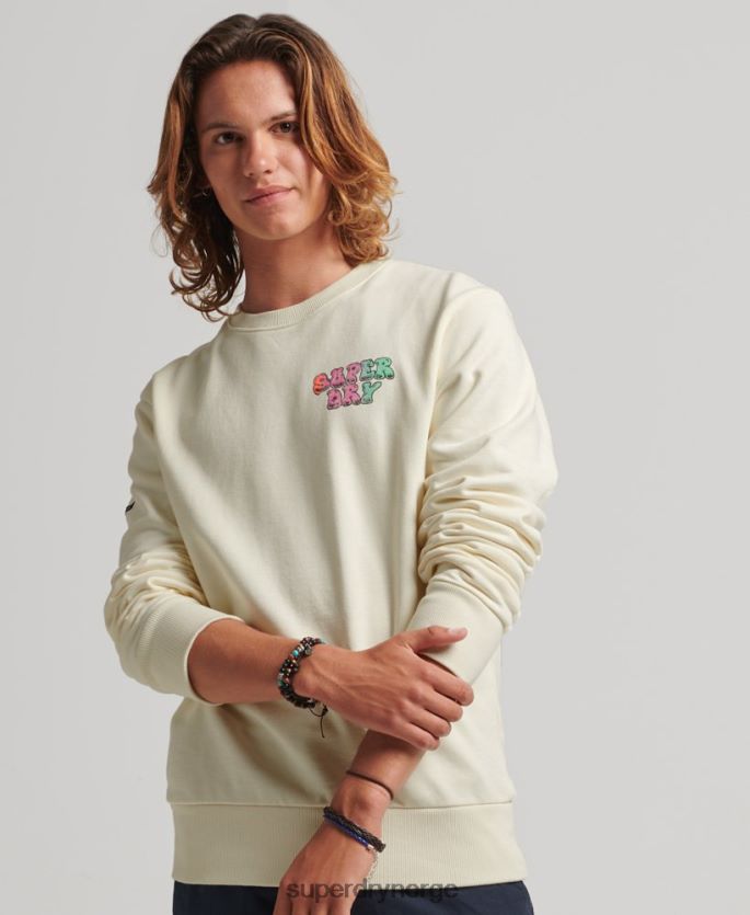 Superdry hvit klær 86P46D5139 vintage into the woods crew sweatshirt menn