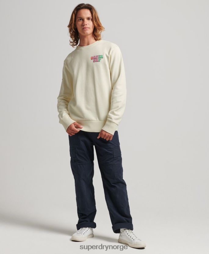 Superdry hvit klær 86P46D5139 vintage into the woods crew sweatshirt menn