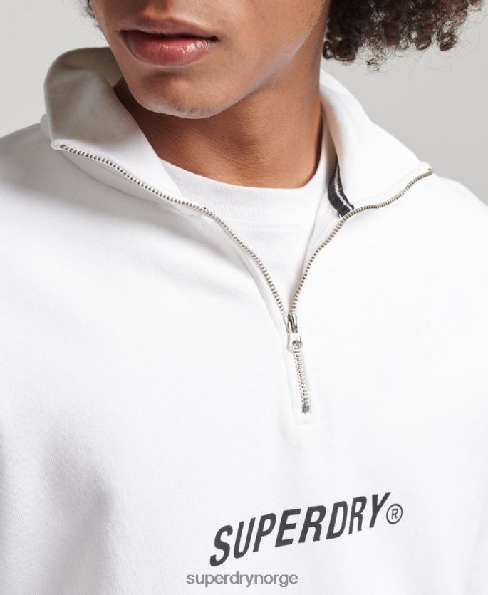 Superdry hvit klær 86P46D5182 code core sport sweatshirt med halv glidelås menn