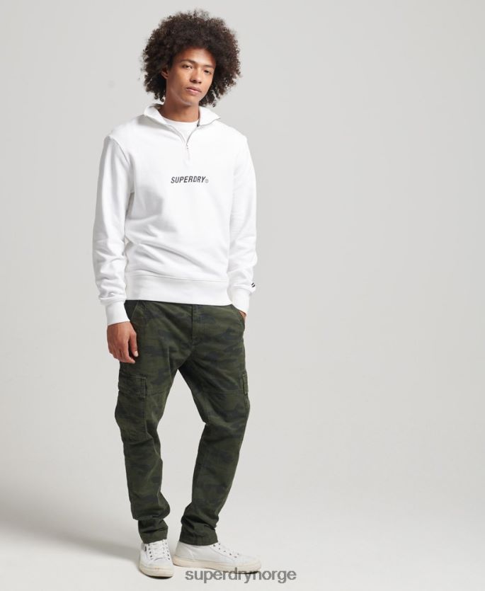 Superdry hvit klær 86P46D5182 code core sport sweatshirt med halv glidelås menn