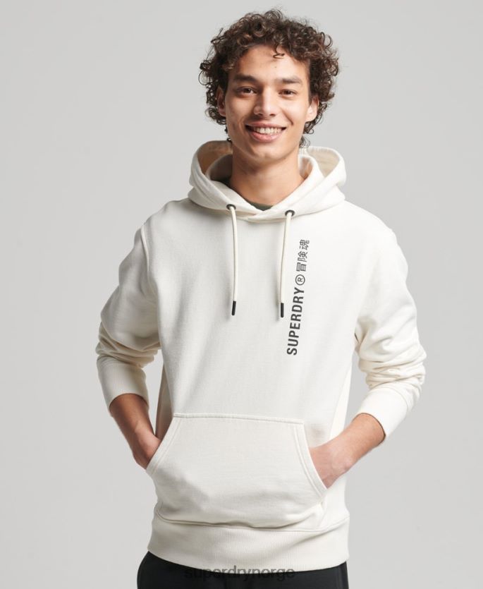 Superdry hvit klær 86P46D6018 kode lineær løs overhead hettegenser menn