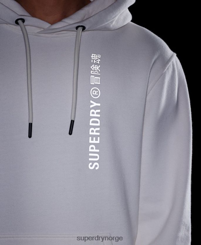 Superdry hvit klær 86P46D6018 kode lineær løs overhead hettegenser menn