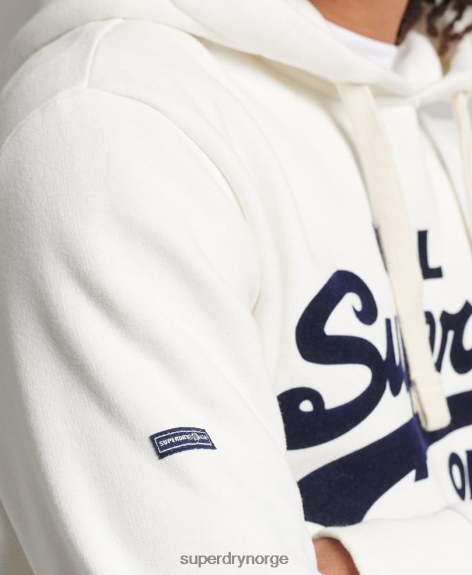 Superdry hvit klær 86P46D763 vintage logo brus hettegenser menn