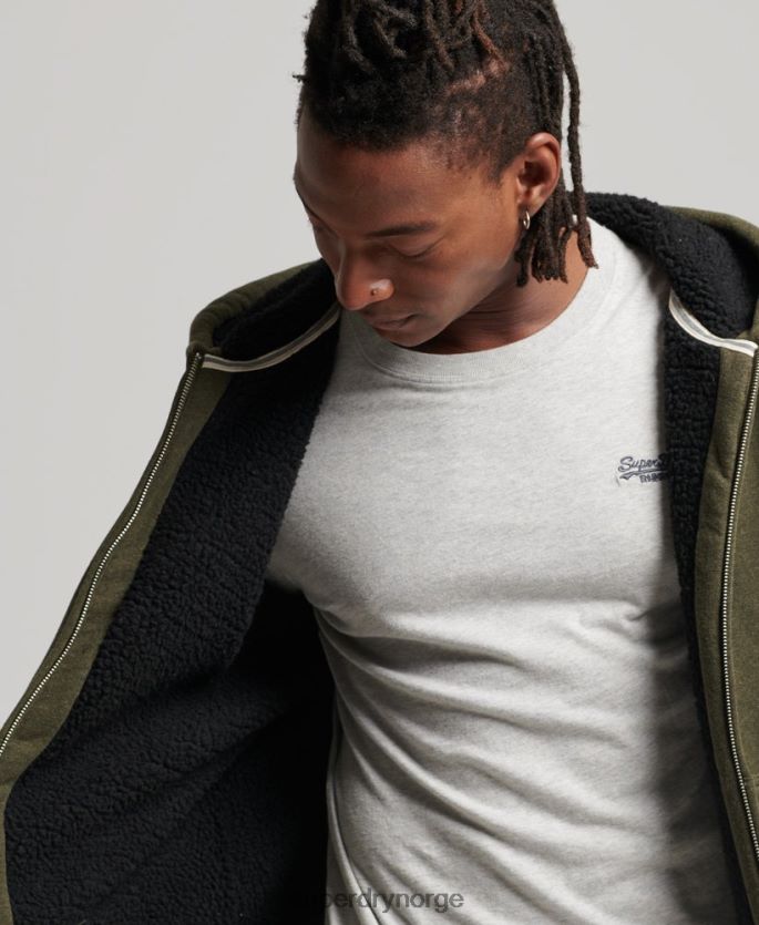 Superdry kaki klær 86P46D4990 essensiell borg-fôret hettegenser med glidelås menn