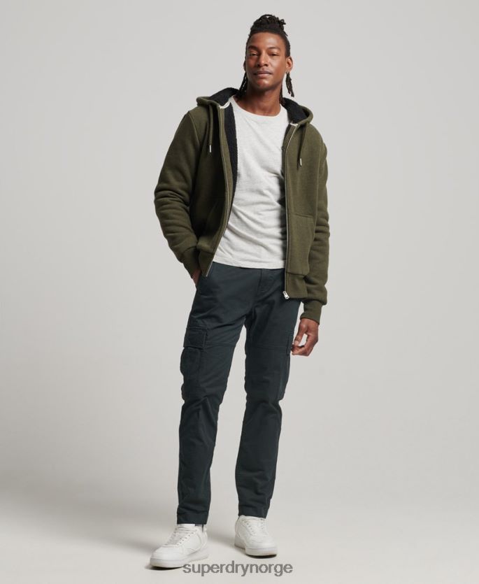 Superdry kaki klær 86P46D4990 essensiell borg-fôret hettegenser med glidelås menn