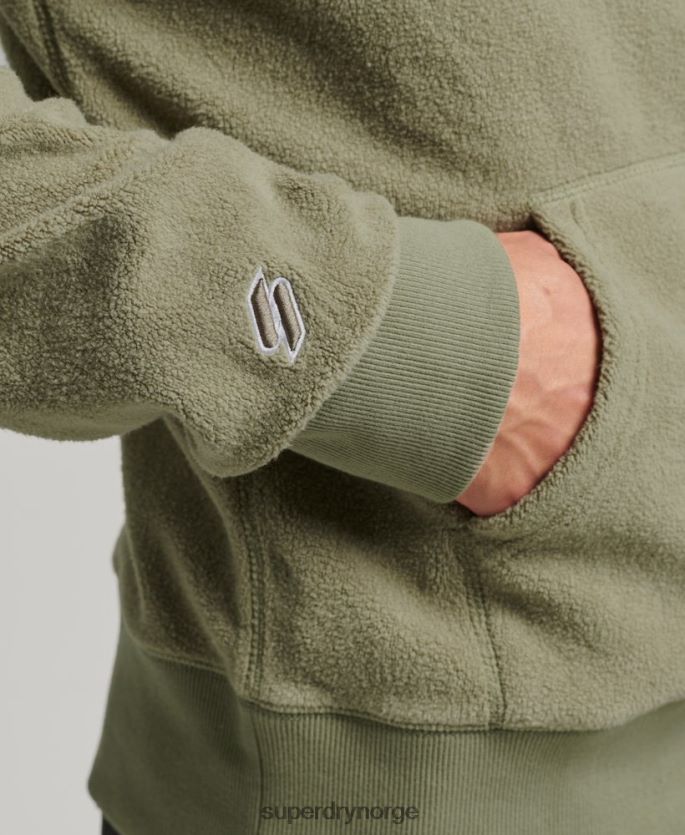Superdry kaki klær 86P46D5012 grafisk logo hettegenser i løs fleece menn