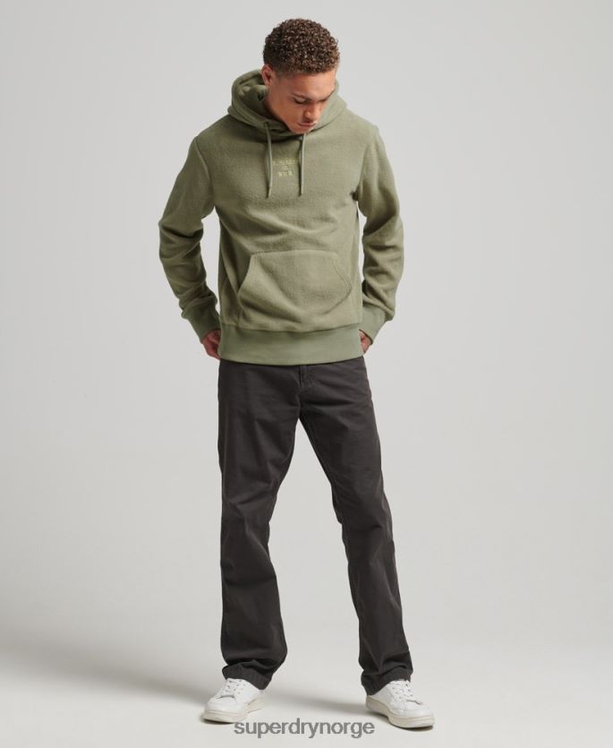 Superdry kaki klær 86P46D5012 grafisk logo hettegenser i løs fleece menn