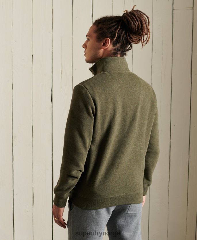 Superdry kaki klær 86P46D5033 vintage logo brodert henley sweatshirt med glidelås menn