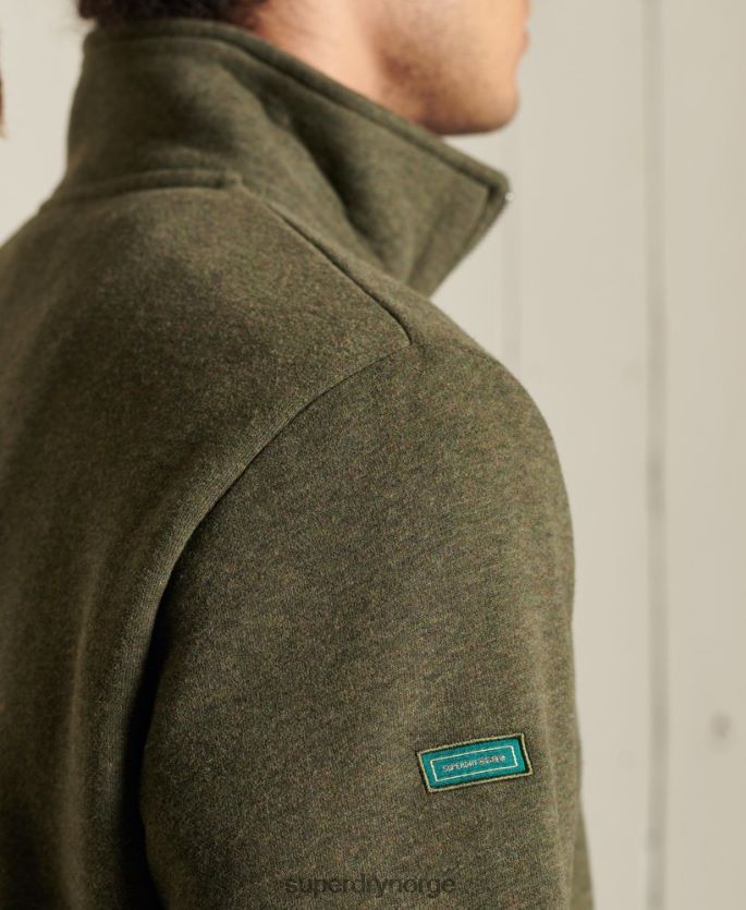 Superdry kaki klær 86P46D5033 vintage logo brodert henley sweatshirt med glidelås menn