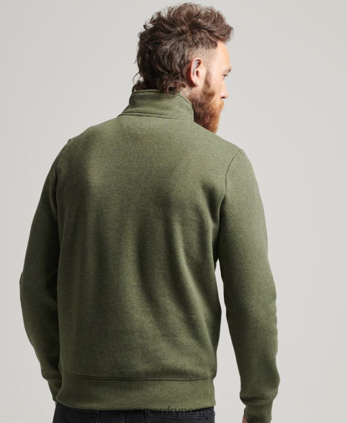Superdry kaki klær 86P46D5092 genser med halv glidelås i økologisk bomull menn