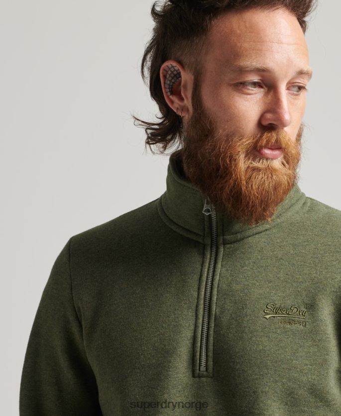 Superdry kaki klær 86P46D5092 genser med halv glidelås i økologisk bomull menn