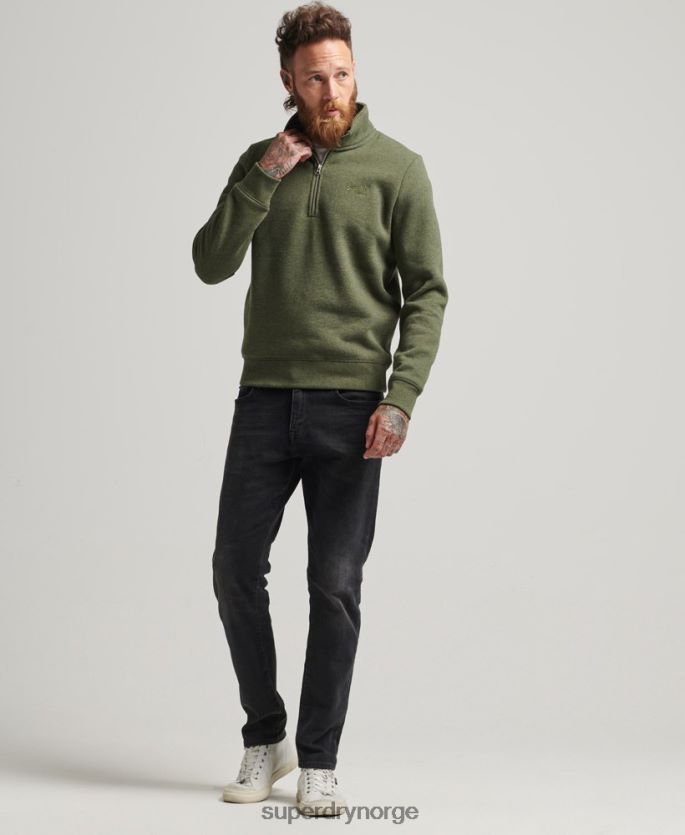 Superdry kaki klær 86P46D5092 genser med halv glidelås i økologisk bomull menn