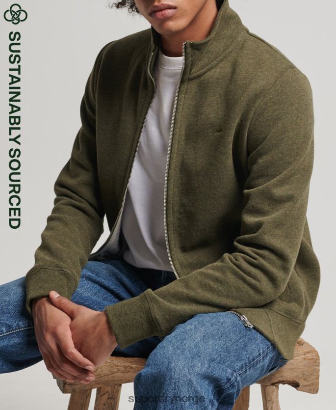 Superdry kaki klær 86P46D5114 organisk bomull vintage logo glidelås spor topp menn