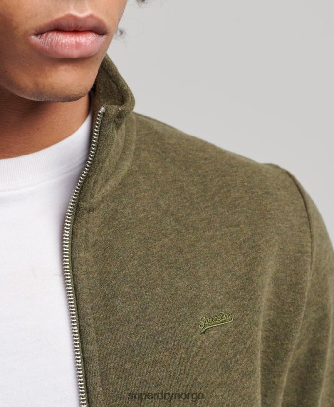 Superdry kaki klær 86P46D5114 organisk bomull vintage logo glidelås spor topp menn