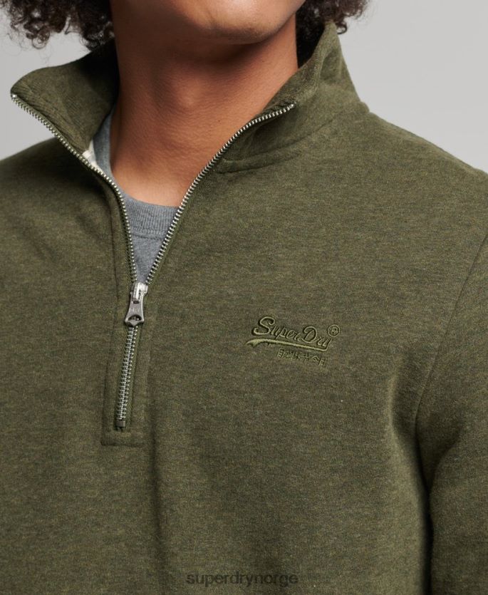 Superdry kaki klær 86P46D5122 Henley sweatshirt med vintage logo i økologisk bomull menn