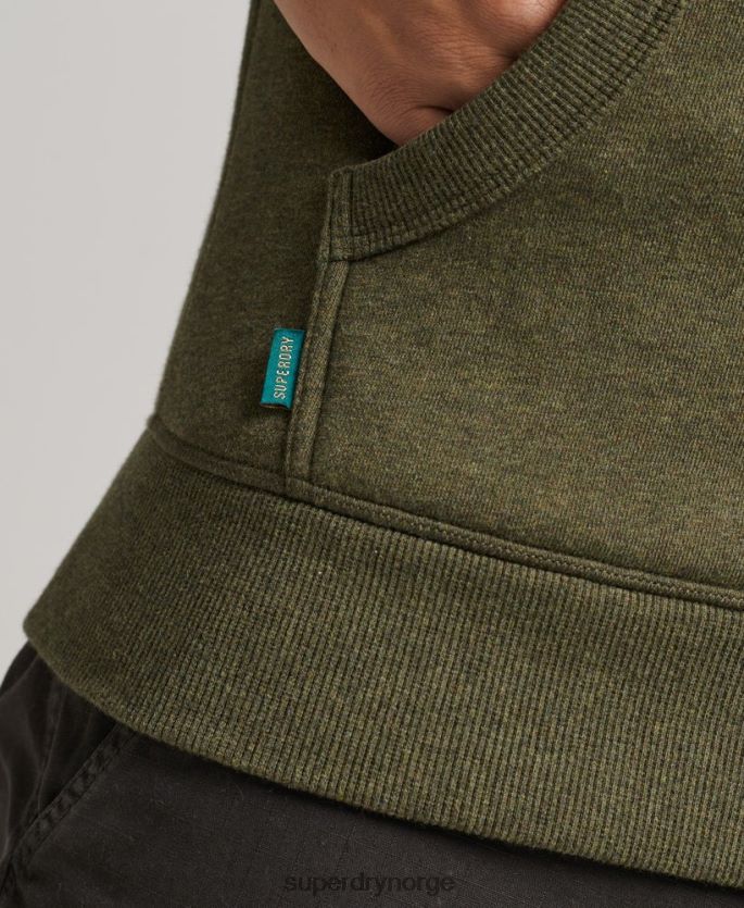 Superdry kaki klær 86P46D559 vintage logobrodert hettegenser med glidelås i økologisk bomull menn