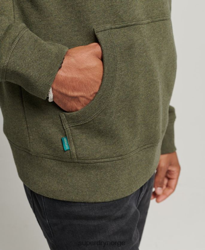 Superdry kaki klær 86P46D566 essensiell logo-hettegenser i økologisk bomull menn