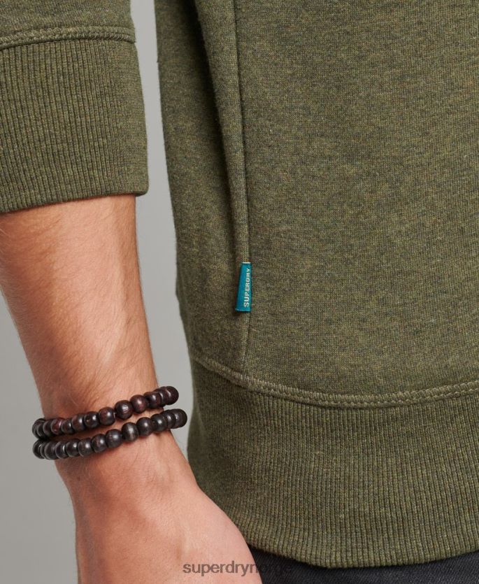 Superdry kaki klær 86P46D672 genser med logobesetning i økologisk bomull menn
