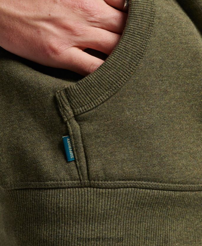 Superdry kaki klær 86P46D703 vintage logo brodert hettegenser med glidelås menn