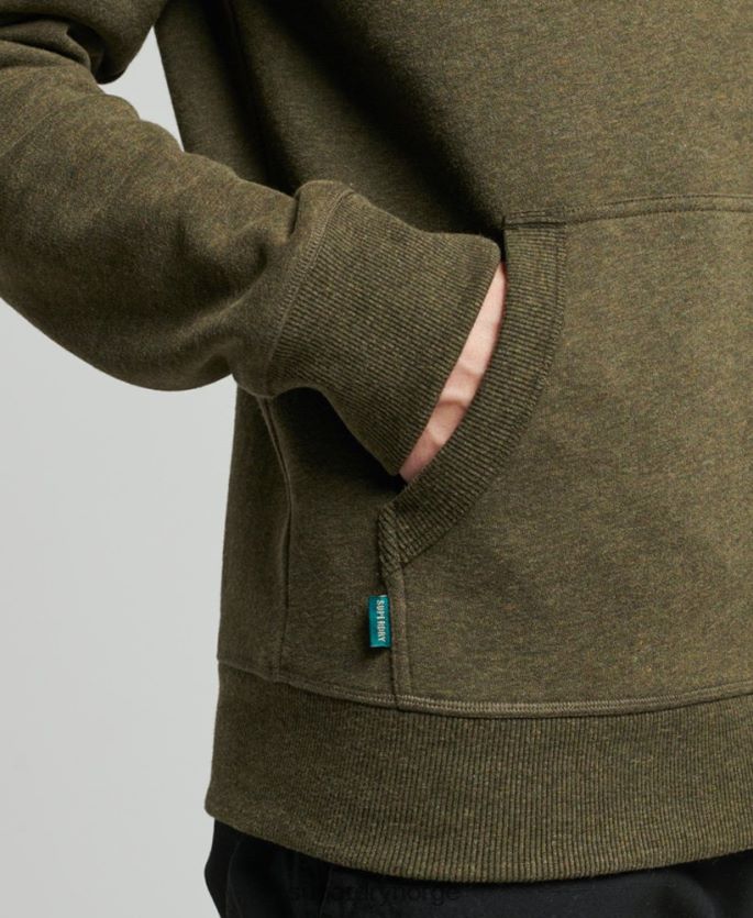 Superdry kaki klær 86P46D768 vintage logobrodert hettegenser i økologisk bomull menn