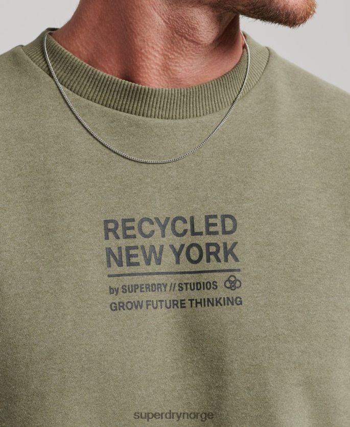 Superdry kaki klær 86P46D831 resirkulert genser fra byens mannskap menn