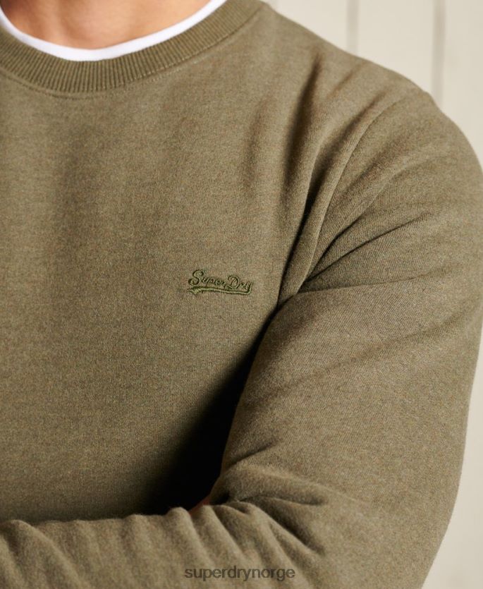 Superdry kaki klær 86P46D865 vintage sweatshirt med logobesetning i økologisk bomull menn